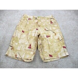 Loud Mouth Golf Shorts Mens 32 Beige Graphic Print Flat Front Chino Casual 32x11